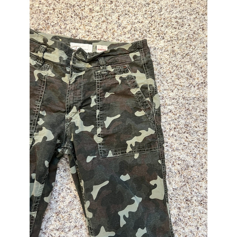ANTHROPOLOGIE CAMO Green THE WANDERER CARGO PANTS WOMENS SZ 27 Cotton Blend - Picture 3 of 7
